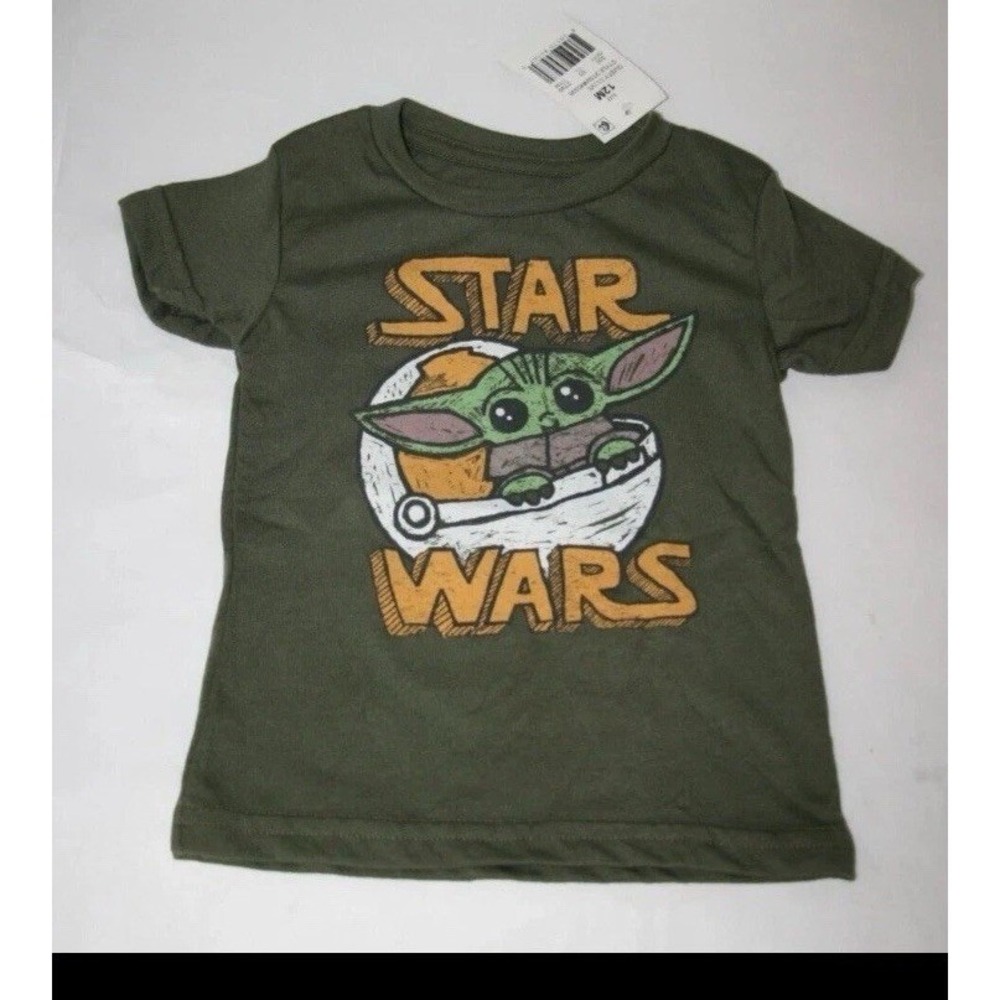 Star Wars Grogu T-Shirt Toddler 4T Olive Green NWT Baby Yoda Graphic Tee C669